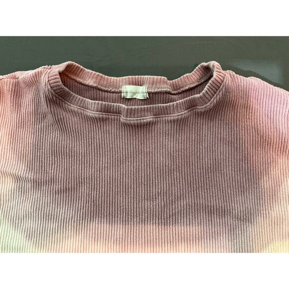Altar’d State Size Small Knit Long Sleeve Crew Neck Scoop Ombré Pink Crop Top - Picture 5 of 6